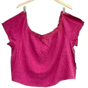 🌈 6/$60, NWT, Rewind Cropped Lagonlook, Wide Boat Neck, Magenta Shirt, 3X